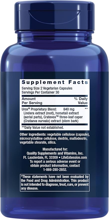 Life Extension Women's Bladder Support – for Bladder Health and Normal Urinary Frequency – Horsetail, Lindera and Three-Leaf Caper Extracts – Non-GMO – Gluten Free — 60 Vegetarian Capsules