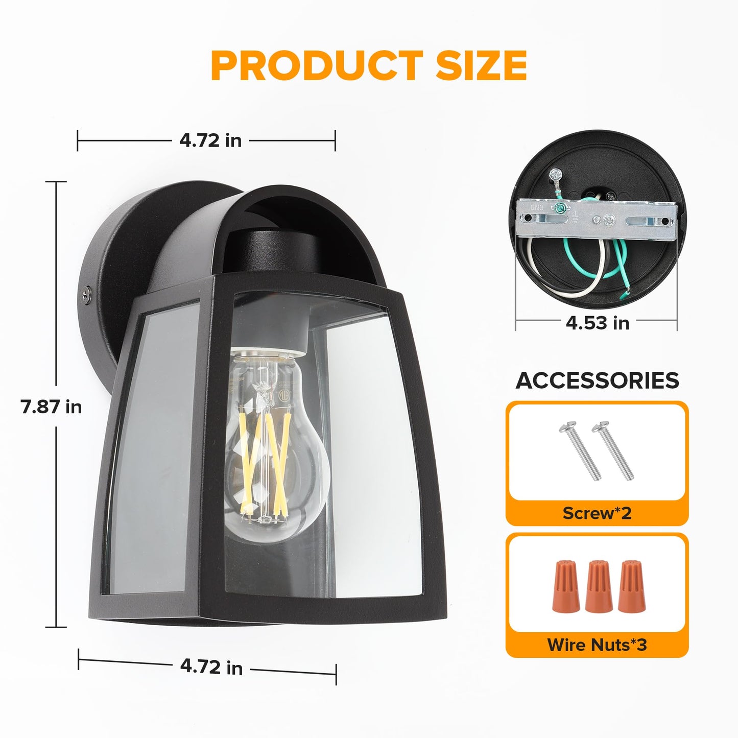 Lutec Outdoor Wall Light Fixtures  Exterior Waterproof Wall Lantern With Clear Glass Shade  Aluminum Modern Matte Black Porch Sconce Outdoor Lighting For Garage Entryway Yard