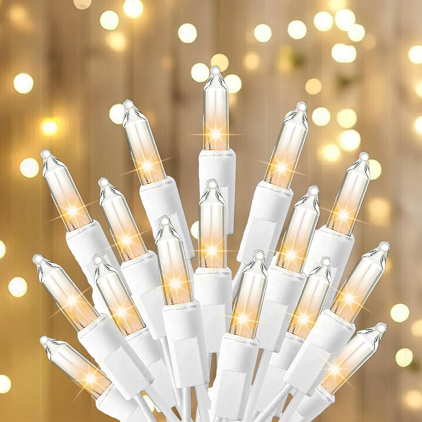 TW SHINE Christmas Lights, 20FT 100 Count, Warm White Incandescent, Waterproof, Model ZF-100-2/SB