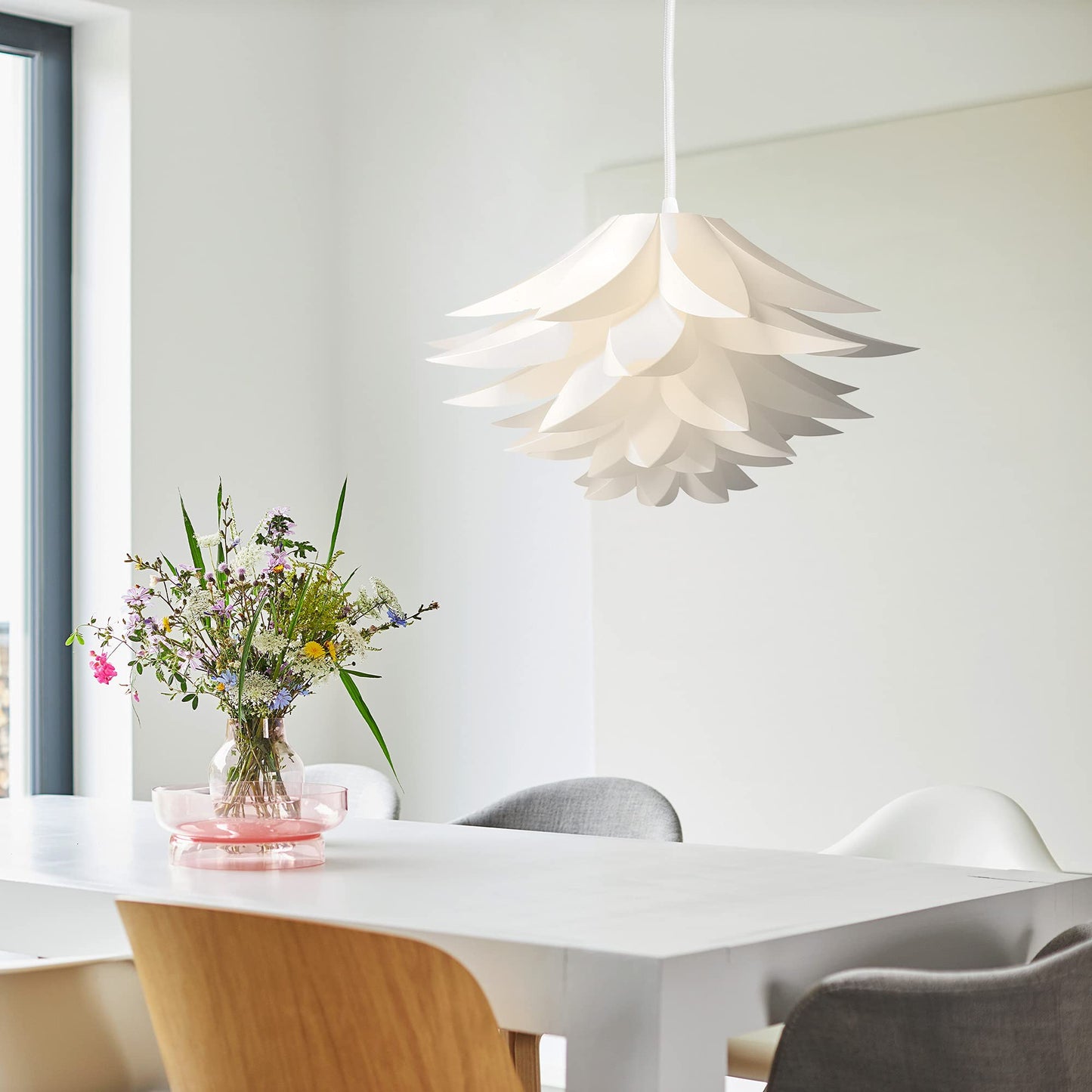 Kwmobile Puzzle Pendant Lamp Shade - Lotus Flower Diy Kit - 20 White Polypropylene, Model 38946_M000096