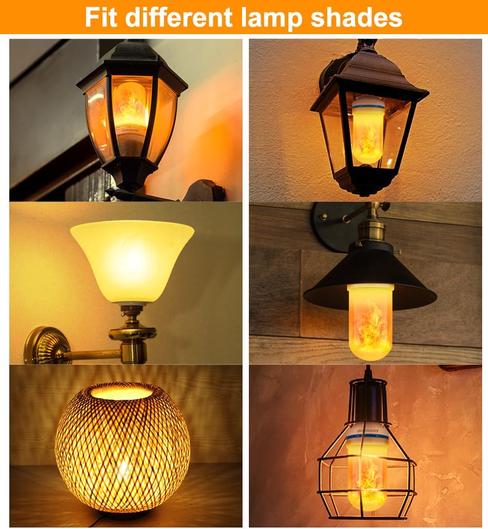 CPPSLEE Upgraded LED Flame Light Bulbs, 4 Modes Flickering Light Bulbs, E26 Base Fire Flame Bulb for Halloween Decorations Outdoor, Christmas Lights Patio Indoor Home Decor (Yellow, 1 Pack)