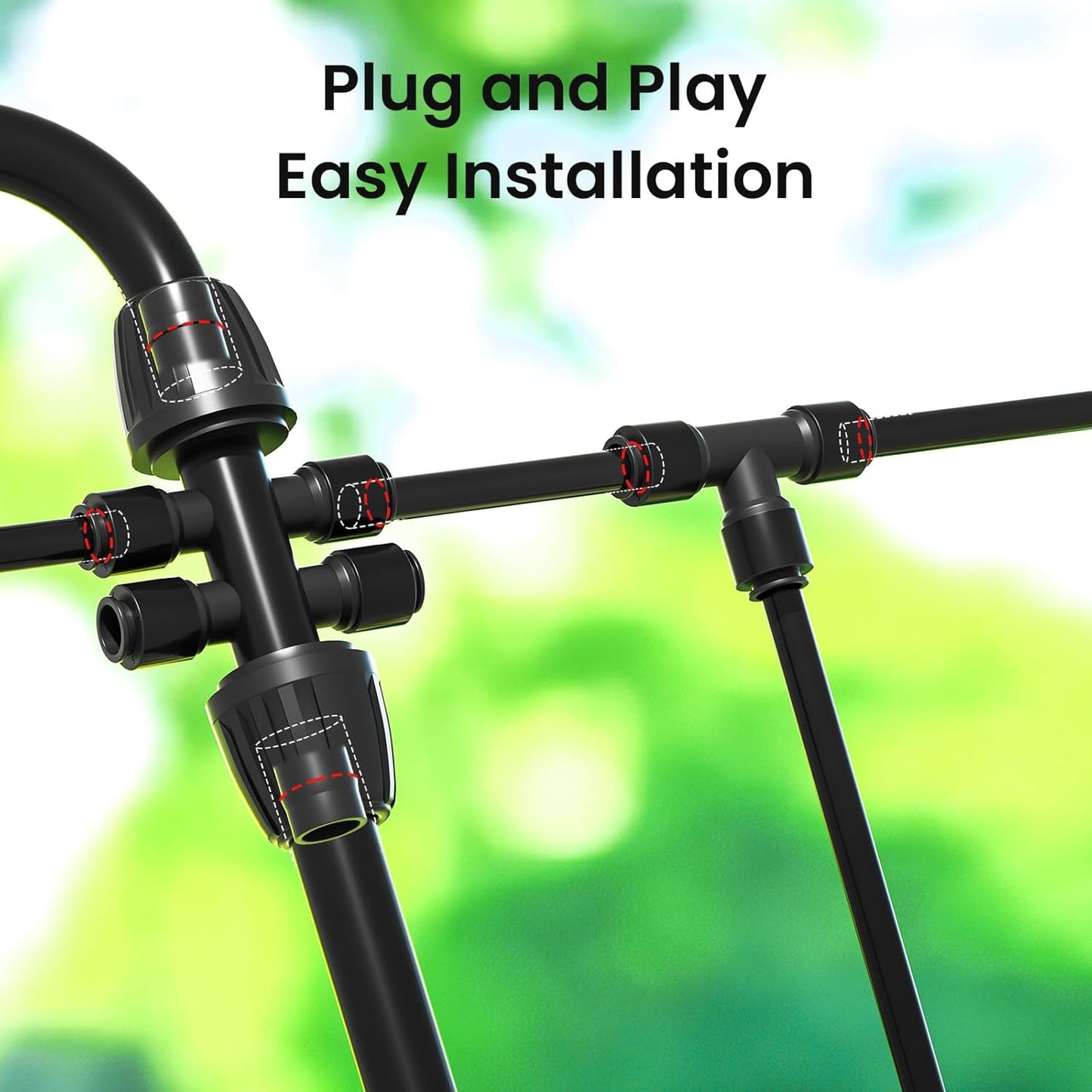 MIXC 247 FT Drip Irrigation System,Quick Connector Garden Watering System Automatic Sprinkler System Kit for Lawn Raised Bed Greenhouse Plant Watering System with 1/4'' Tubing,Drip Emitters,Connectors