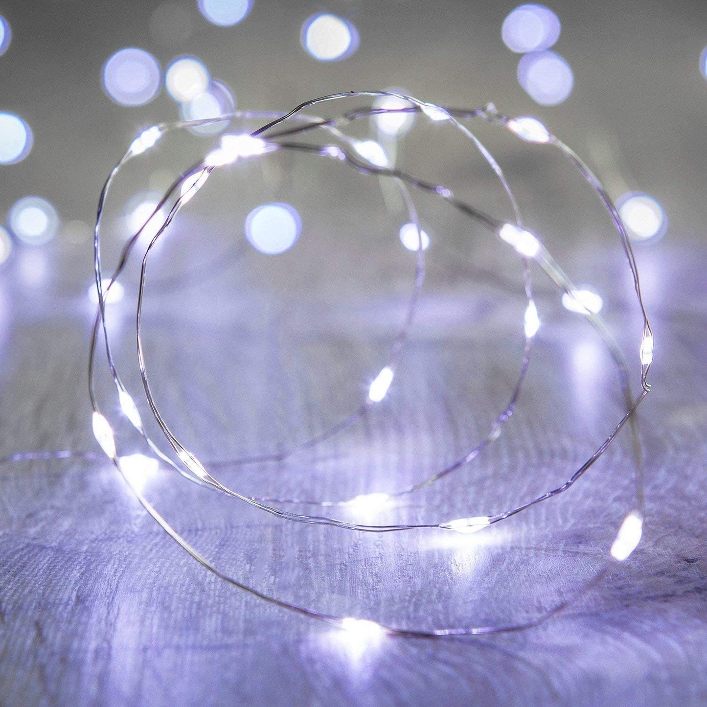 ANJAYLIA LED Fairy String Lights, 50 LEDs, Battery Operated, 16.5Ft, White