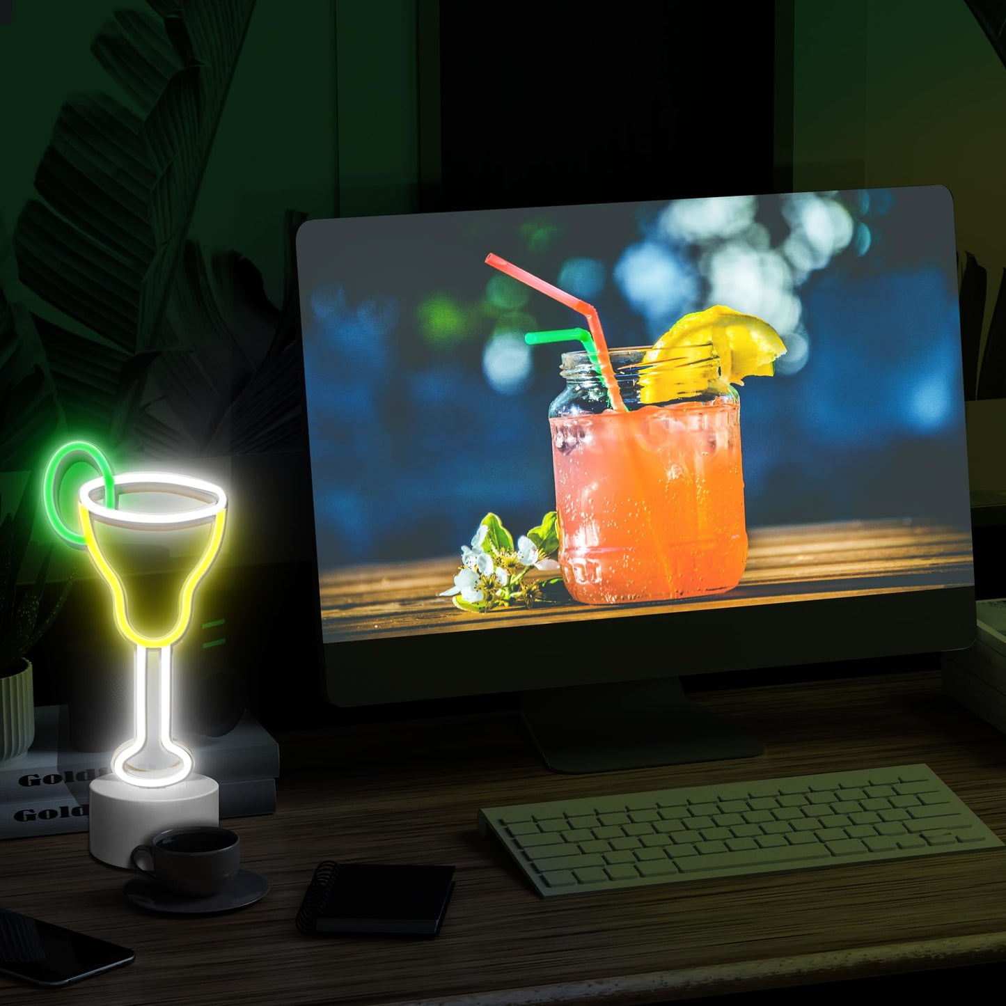Lumoonosity Cocktail Neon Sign - USB/Battery Powered LED Bar Light - 5.31x12.2 Inch - Acrylic - Model NS-Cocktail - Color: Cocktail