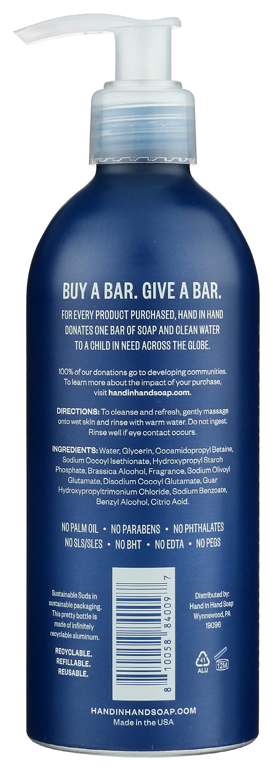 HAND IN HAND Sweetgrass Body Wash, 10 FZ