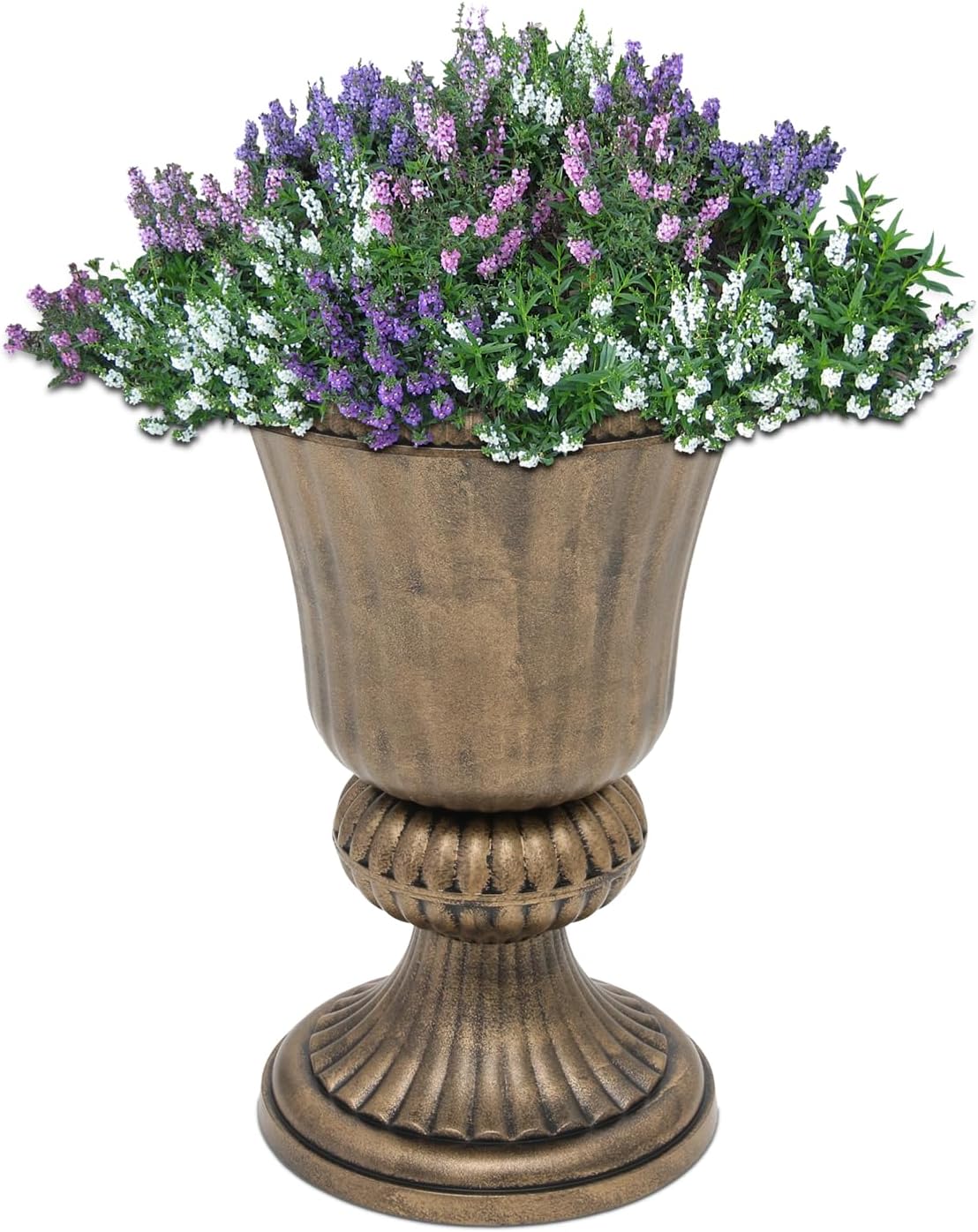 Athena Collection 20''H Garden Plastic Urn Vintage Tall Planter Urn Patio Large Flower Pot Porch Planter Large Planter for Indoor Outdoor Plant, Bronze