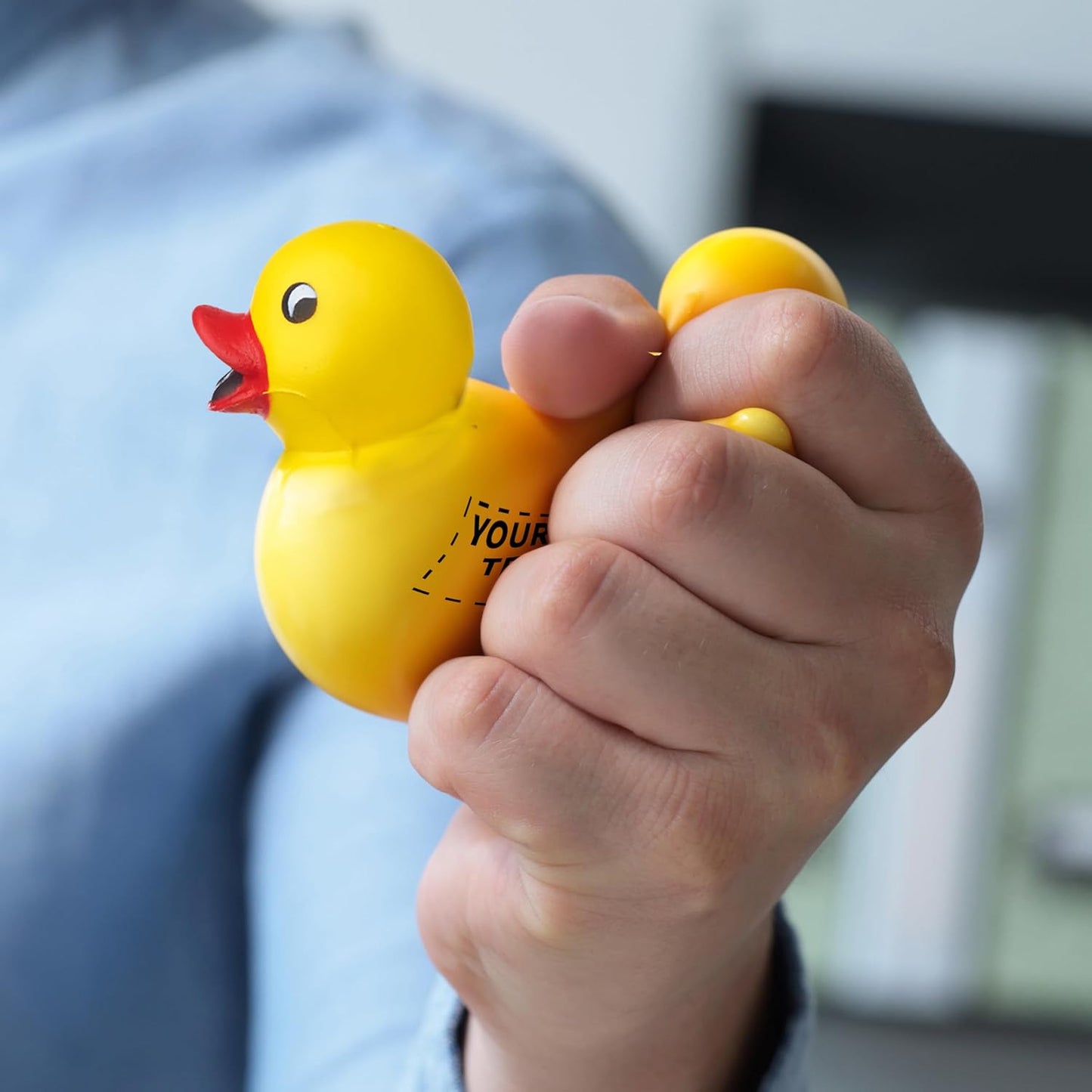 DISCOUNT PROMOS Custom Rubber Ducky Squeeze Balls Set of 10, Personalized Bulk Pack - Perfect for Promotional Giveaways - Yellow
