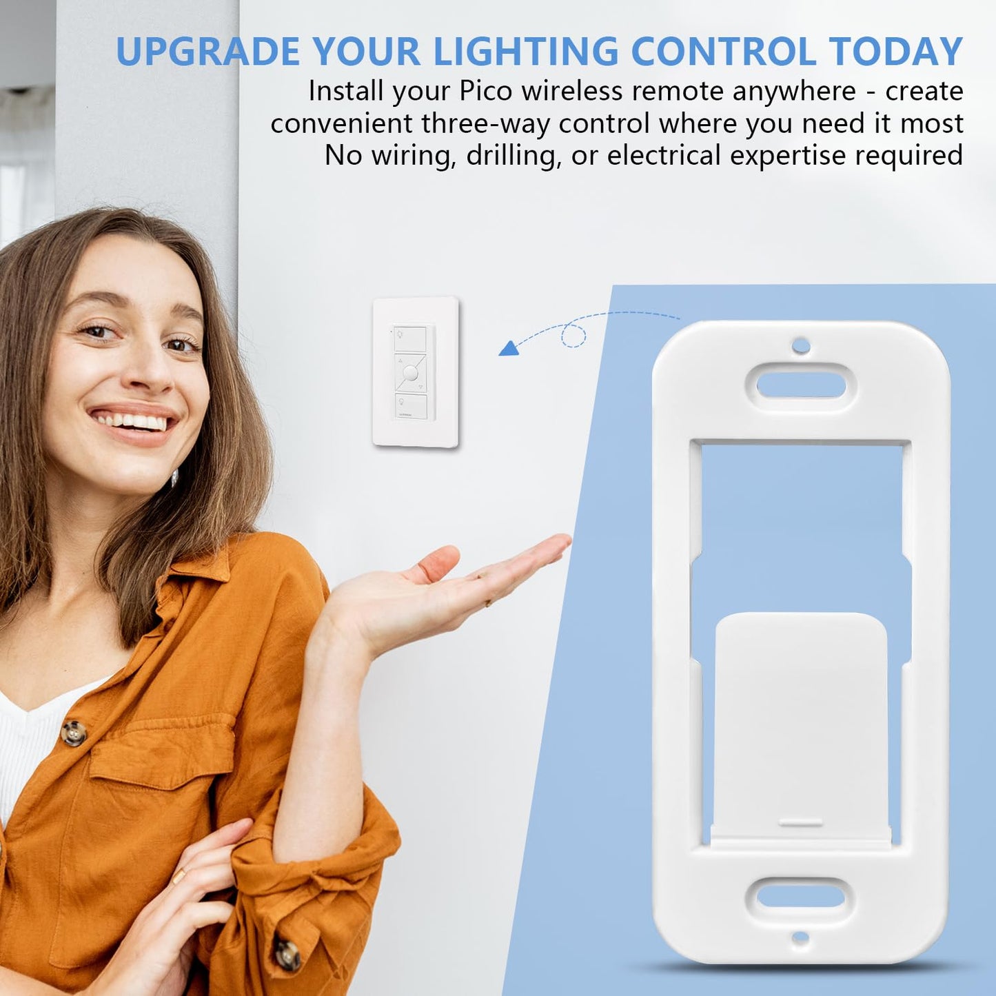 Wallplate Brackets for Lutron Caseta Pico Remote, 4-Pack Seamless Remote Snap-in Installation Wall Bracket for Lutron Smart Switch, Durable Wall Mount Design Compatible With Lutron Pico Remote