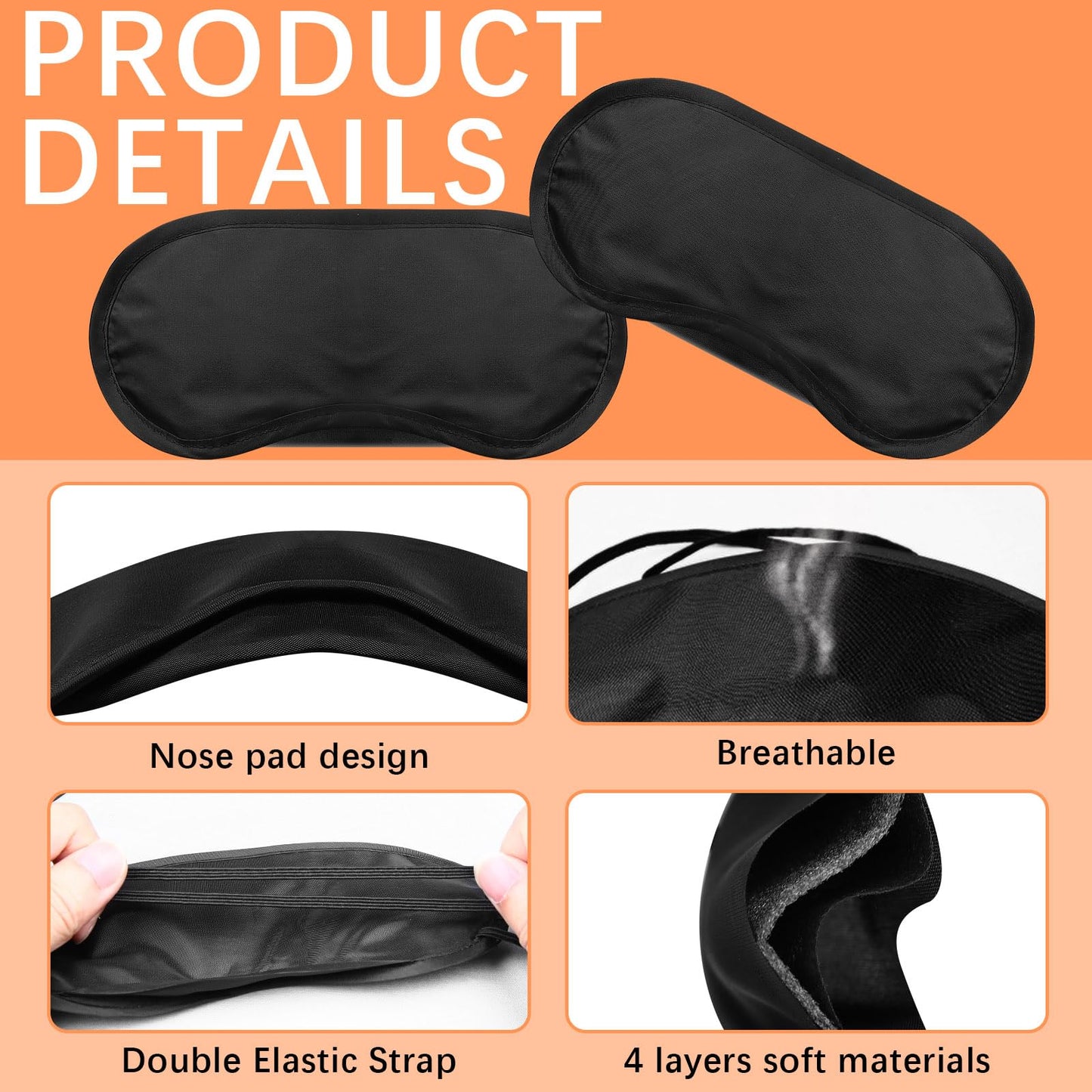 40 Pcs Blindfolds for Party Games, Multi-Color Eye Mask Sleep Masks Bulk with Nose Pad and Adjustable Strap for Women Men 4 Layers Blindfold Sleeping Mask for Team Building