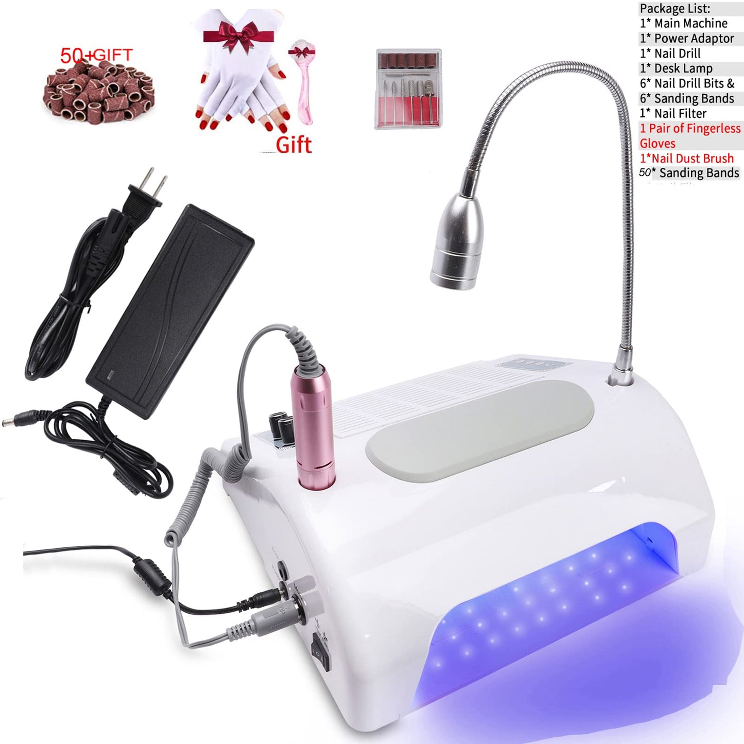 Nail Dust Collector Vacuum Multifunction Nail Art Machine,40W Nail Dust Collector for Acrylic,30000PRM Nail Drill with Bits and