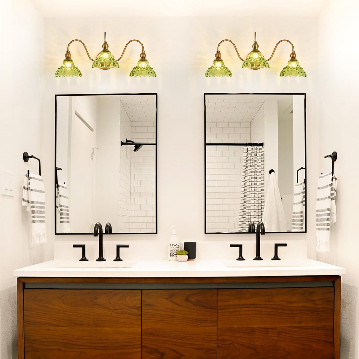 Tlolgt Vintage Bathroom Vanity Light 3-Light Bedroom Vanity Lighting Fixtures Green Wall Sconces For Living Room Hallway Dining Room Kitchen
