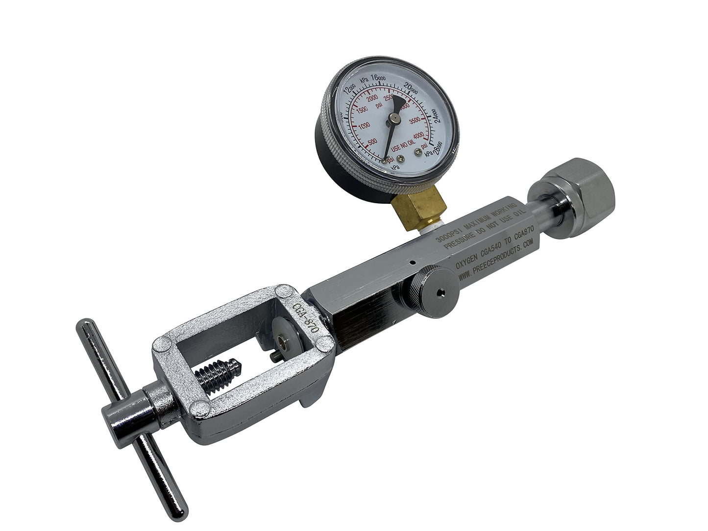 Oxygen Transfill Transfiller Adaptor CGA540 to CGA870 with Bleed Valve Medical Dental Aviation