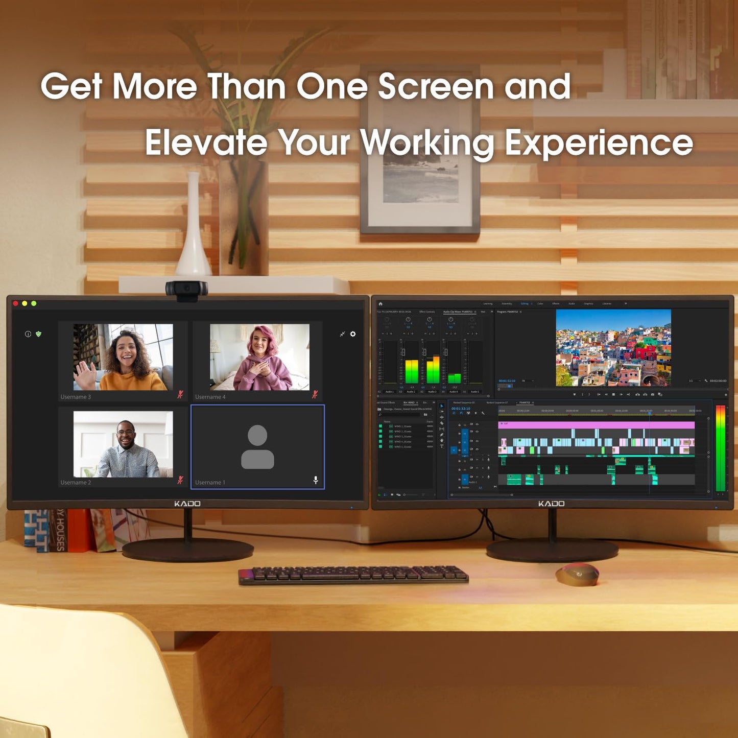 Kado Dual Monitor Setup - 2-Pack 27" Curved 1920x1080 Computer Monitor 1500R 75Hz VESA Mount HDMI Office Gaming Hybrid Built-in Speakers (C27X Dual Series)