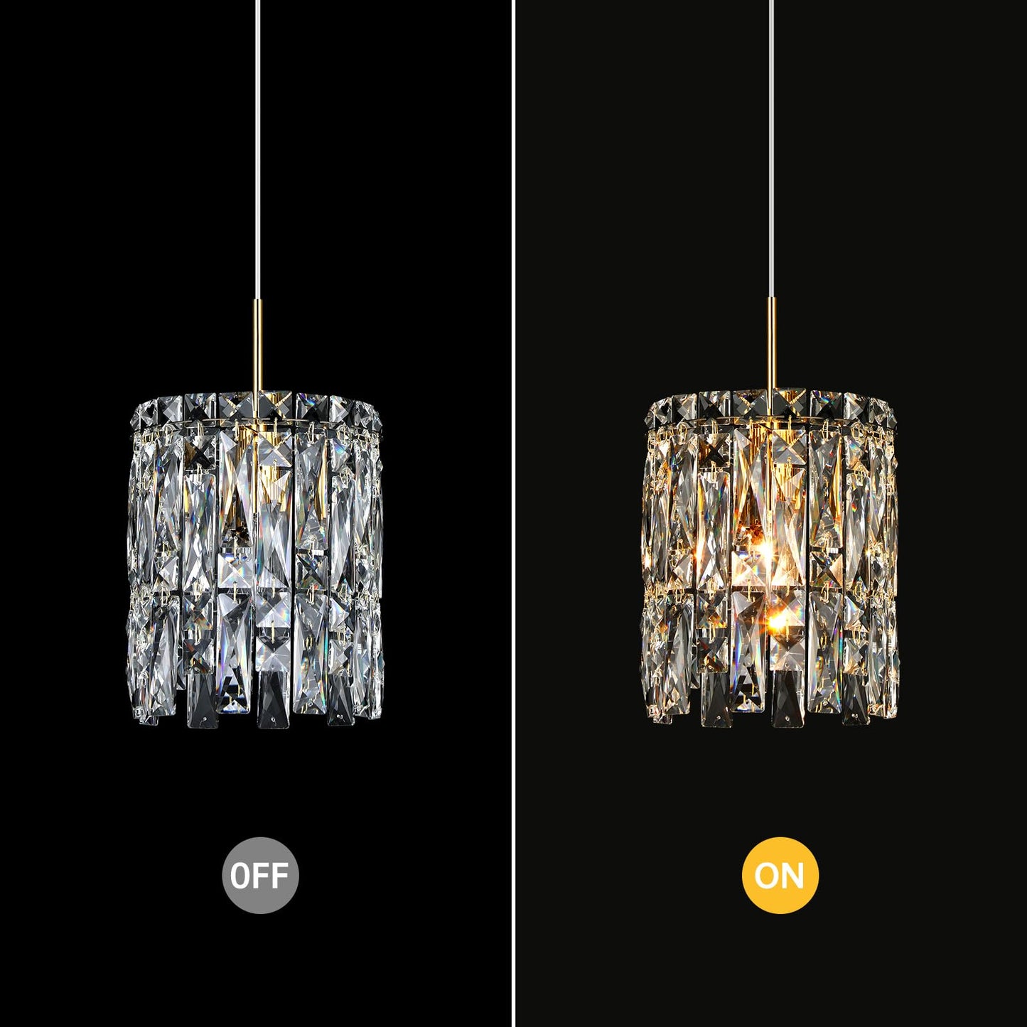 Nisidun Modern K9 Crystal Pendant Lights Kitchen Island 1 Lighting Gold Chandeliers For Dining Room Light Fixtures Over Table Hanging Chandelier For Kitchen Island Entryway Bathroom Bedhead Light