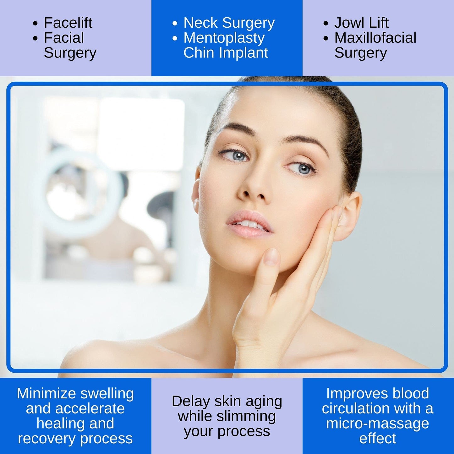 Post Surgical Chin Strap Bandage for Women - Neck and Chin Compression Garment Wrap - Face Slimmer, Jowl Tightening (S)
