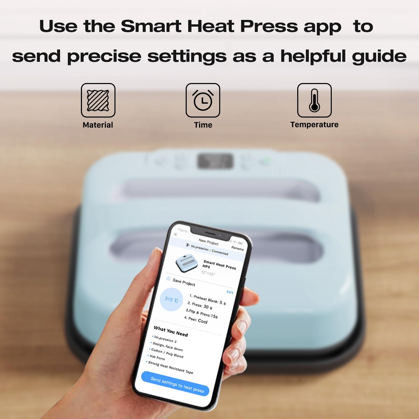 AST&T Heat Press 12"X10", Smart Heat Press Machine with Built-in Bluetooth for T-Shirts, Pillows, Tote Bags & More (Heat Press)