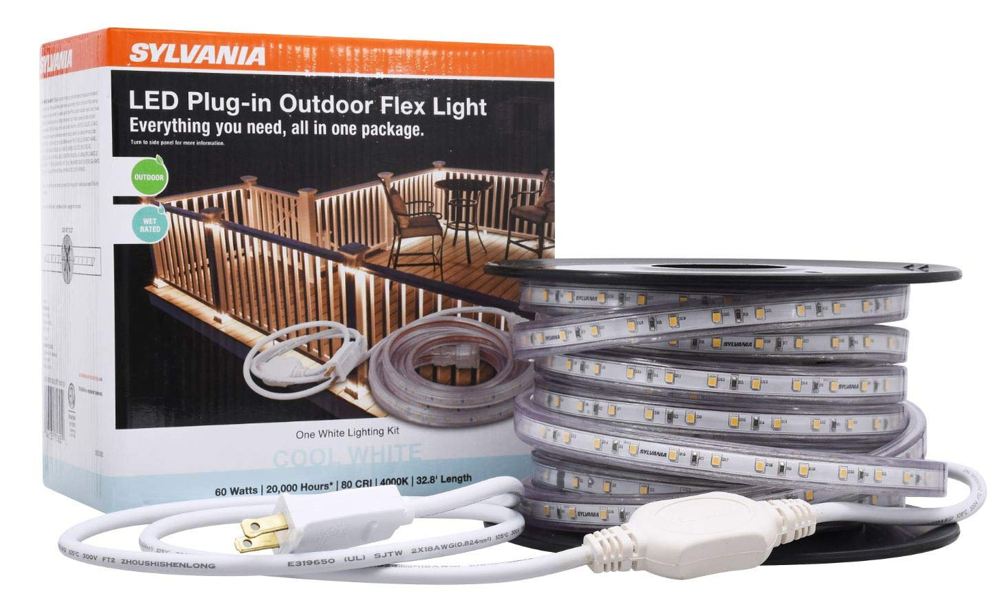 LEDVANCE SYLVANIA LED Outdoor Flex Light Strip Kit, 32.8 in, 4000K Cool White, Plastic, Model 75625