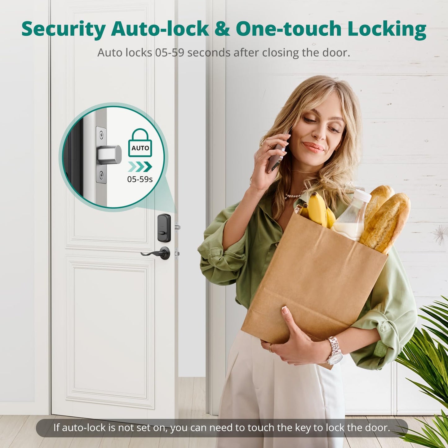 AkaGear DS10 Pro Keyless Entry Door Lock with Handle - 2 Lever Handles, Bluetooth APP Control, Fingerprint Door Locks, Electronic Keypad Deadbolt Lock, Smart Doors Lock, Auto-Lock, Matte Black
