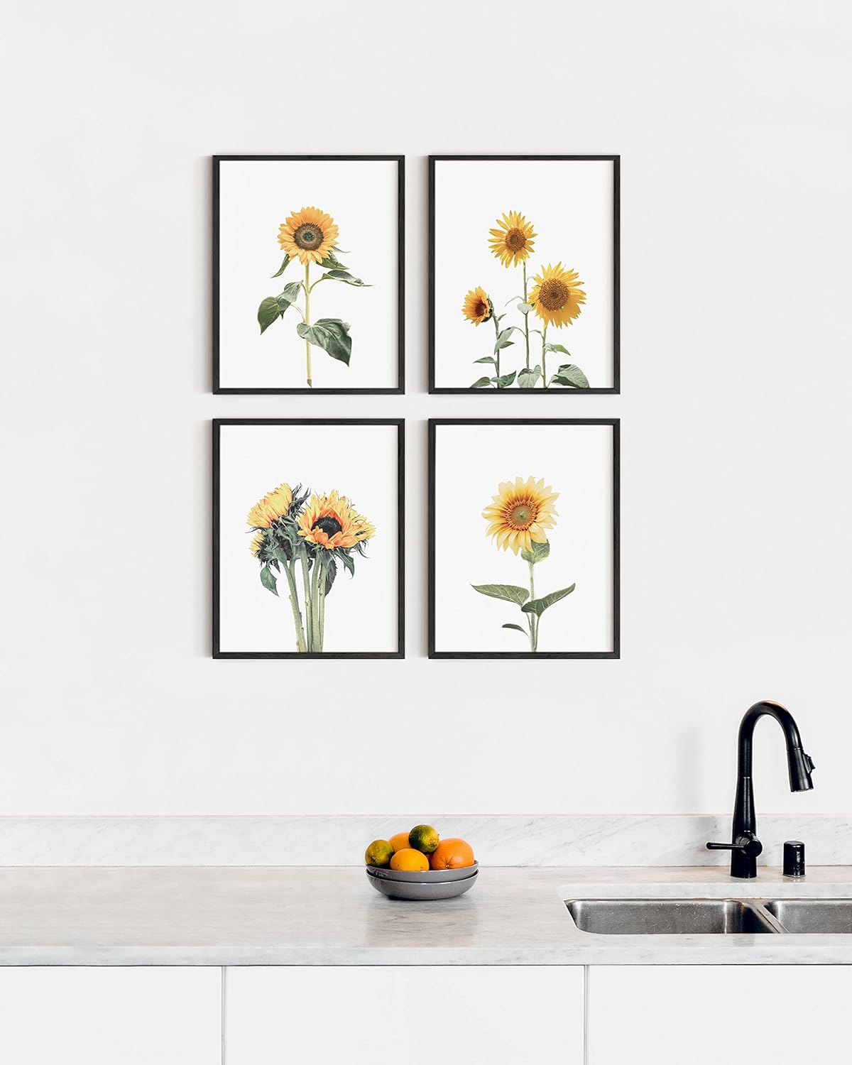 HAUS AND HUES Sunflower Wall Decor and Sunflower Posters - Set of 4 Sun flower Wall Art (8" x 10", Unframed)