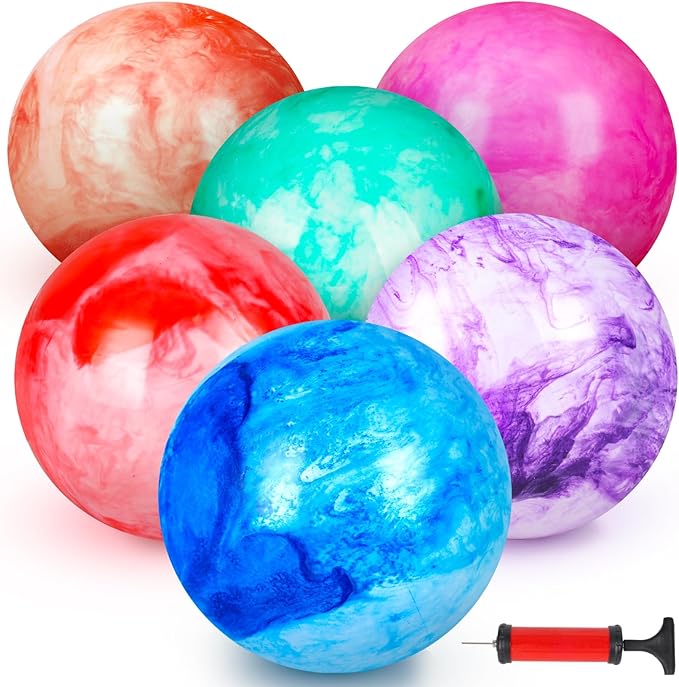 FUTUREPLUSX 6PCS Inflatable Playground Balls, 8.7 Inches Kickball Dodge Ball with Pump, for Kids Indoor and Outdoor Play, ...