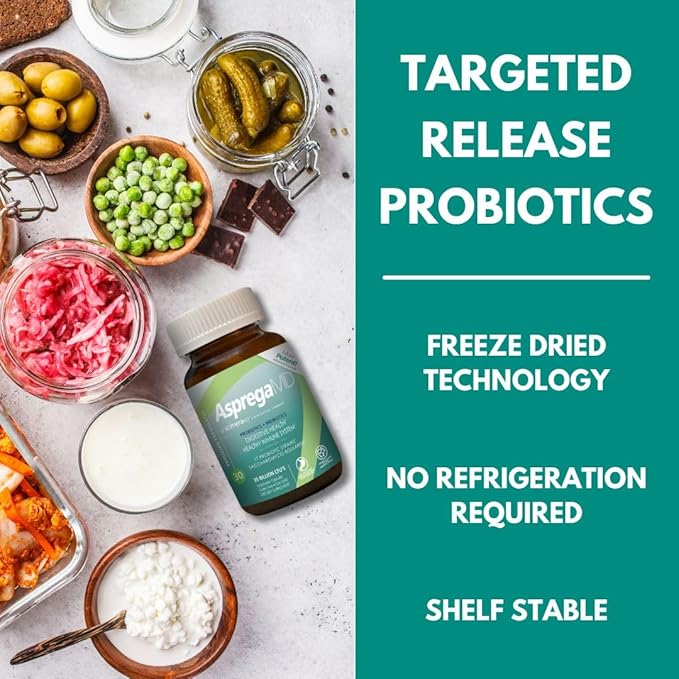 Asprega 30CT - Probiotic + Prebiotic Supplement | 17 Strains, 35 Billion CFUs | Delayed Release | Saccharomyces Boulardii | for Men & Women | by ScimeraMD, 2-Pack