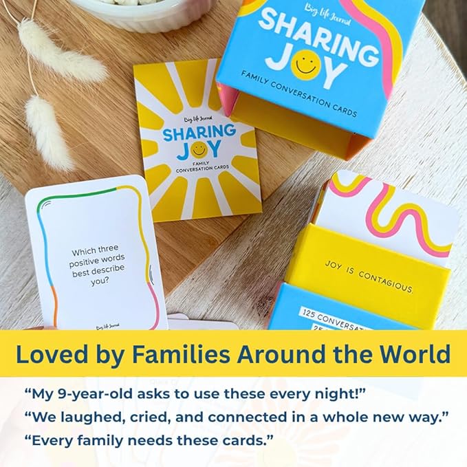 Big Life Journal Sharing Joy Family Conversation Cards - 150 Cards That Bring Families Closer Together, Put Down The Phones & Connect with Family, Meaningful Talk, Great for Dinner Table, Road Trips