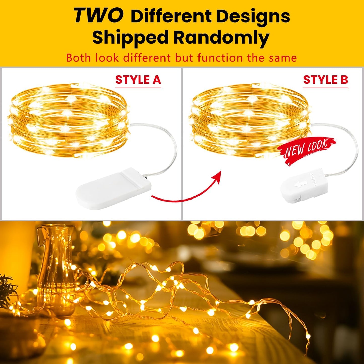 HXWEIYE LED Fairy Lights 12 Pack, 7ft 20LED Warm White, Battery Operated, Waterproof for Indoor Outdoor Use