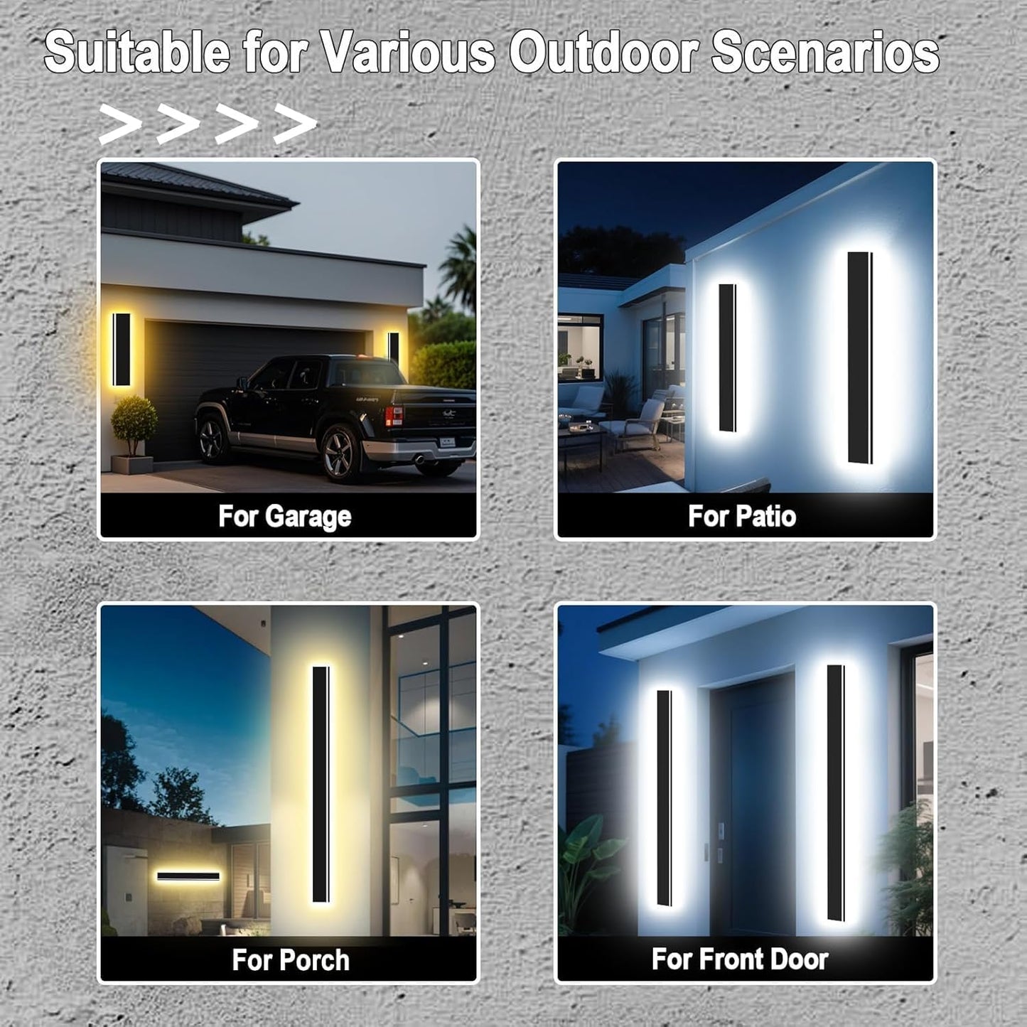 Picico 24In Modern Outdoor Lights 4.33 Inch Wide Ip65 Waterproof Long Exterior Light Fixtures Wall Mount Dimmable Linear Outdoor Led Wall Sconce Outside Lighting For Garage Front Door