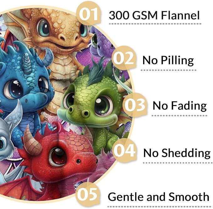 Dragon Blanket Gifts - 30x40 Inches Funny Throw Blanket for Babies, Kids, Boys & Girls - Colorful Soft Fuzzy Blankets for Couch, Sofa & Bed