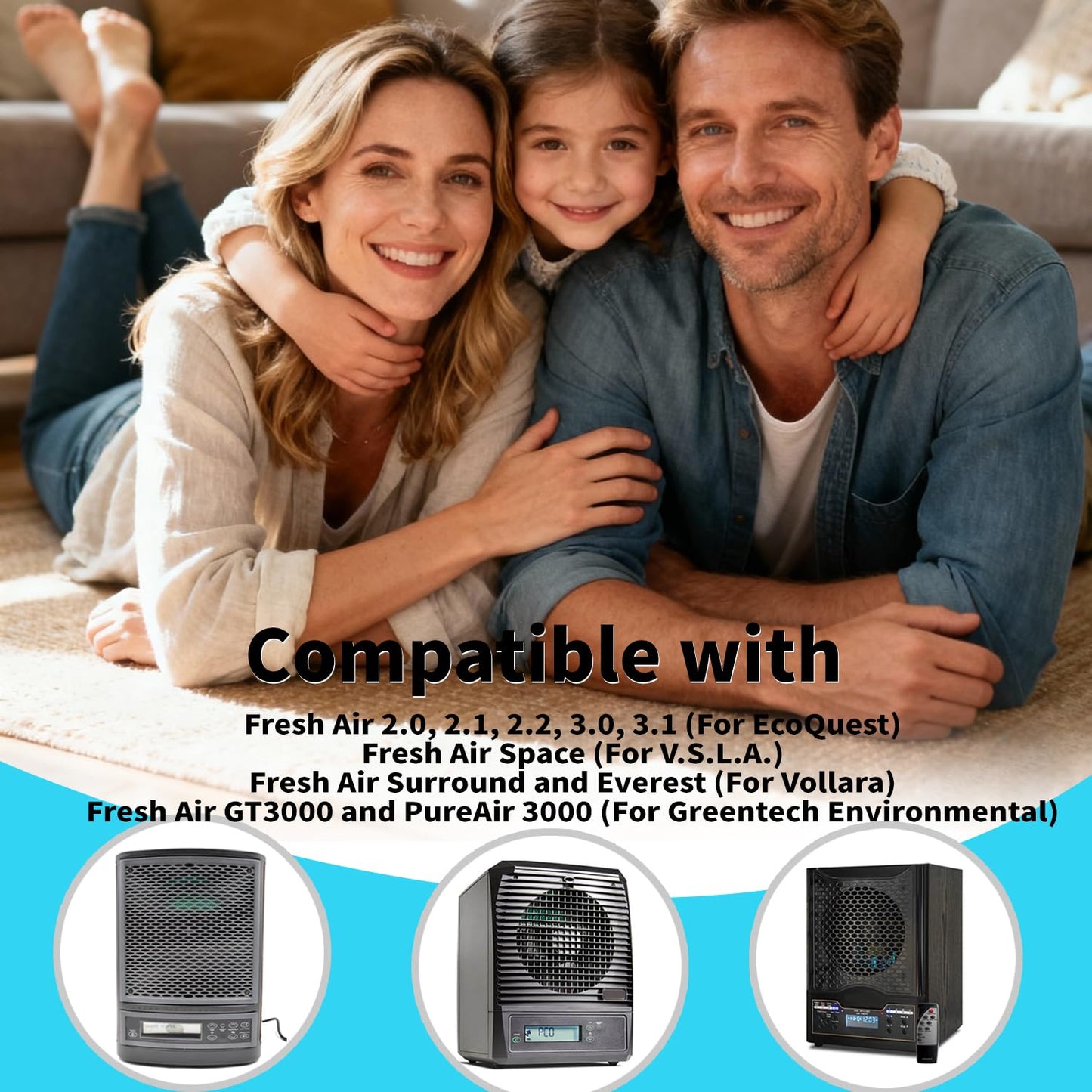 AIRBABY RCI Cell Compatible with Ecoquest Fresh Air 2, 3 Series, Fresh Air Space 、Surround and Everest、GT 3000 ，PureAir 3000 ，2025 Upgraded Version(NOT for Vollara Air & Surface Pro Models)