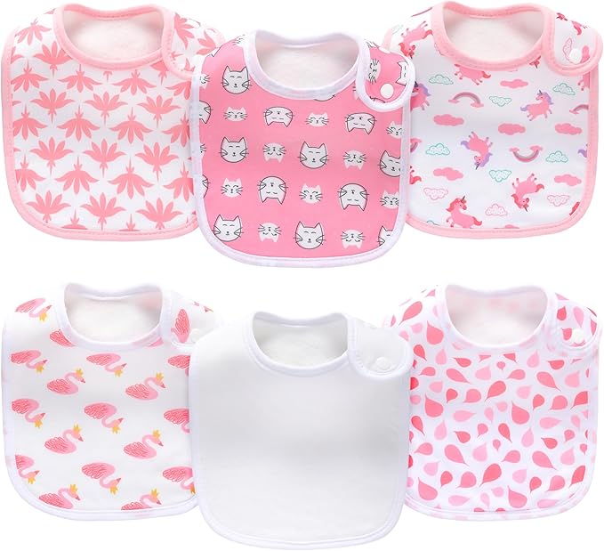 Pack of 6,Baby Bibs,Unisex,Soft and Absorbent,Adjustable,Easy to Use
