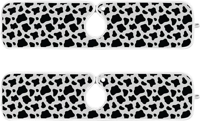 Kitchen Faucet Absorbent Mat,Cow Print Water Splash Guard for Sink, Faucet Drip Catcher Thicken Sponge Microfiber Faucet Water Catcher Mat Sink Absorbent Mat for Kitchen 23x5in 2 Pack