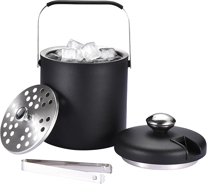 flybold Small Ice Bucket for Parties - Ice Bucket with Lid for Cocktail Bar - Double Walled Ice Container - Portable Chill...