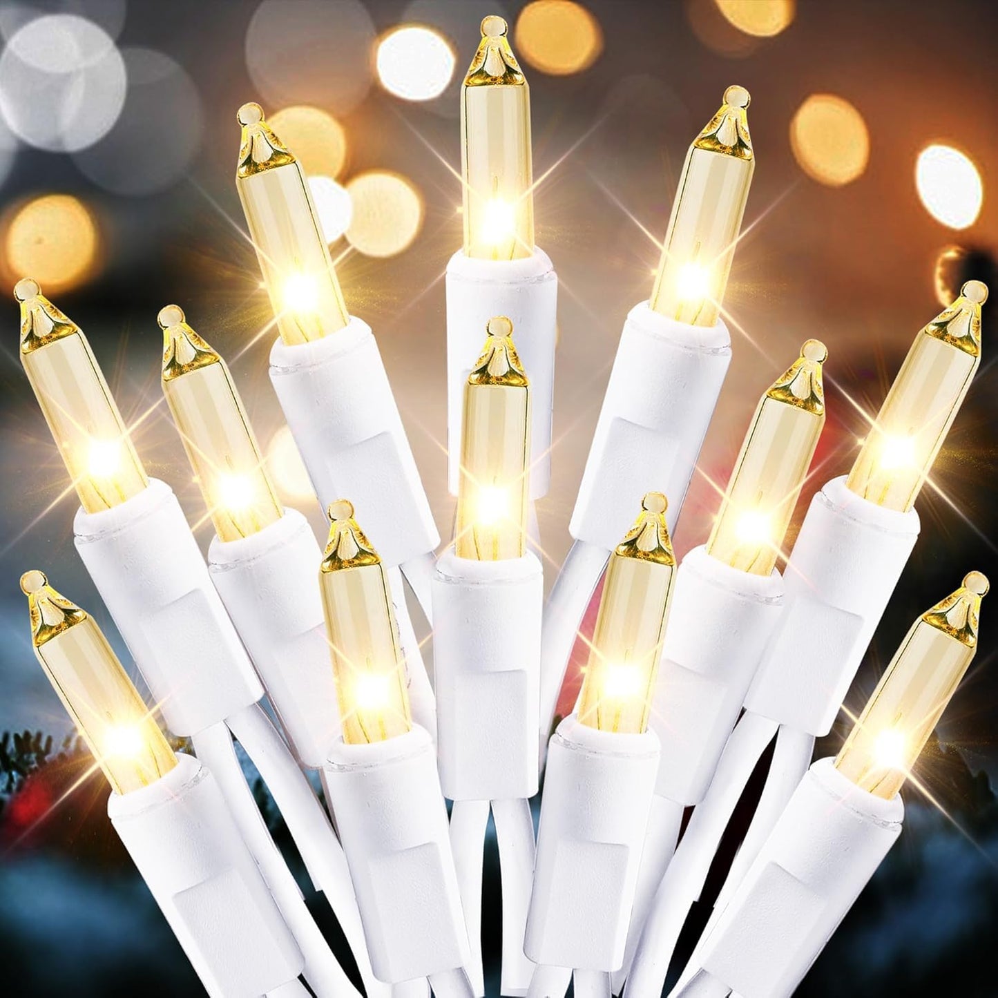 Dirnun Christmas Lights Clear White 70 Count Incandescent Light Ul Certified Connectable Christmas Tree Lights With White Wires For Indoor Outdoor Xmas  Wedding  Holiday  Party  Home Decorations