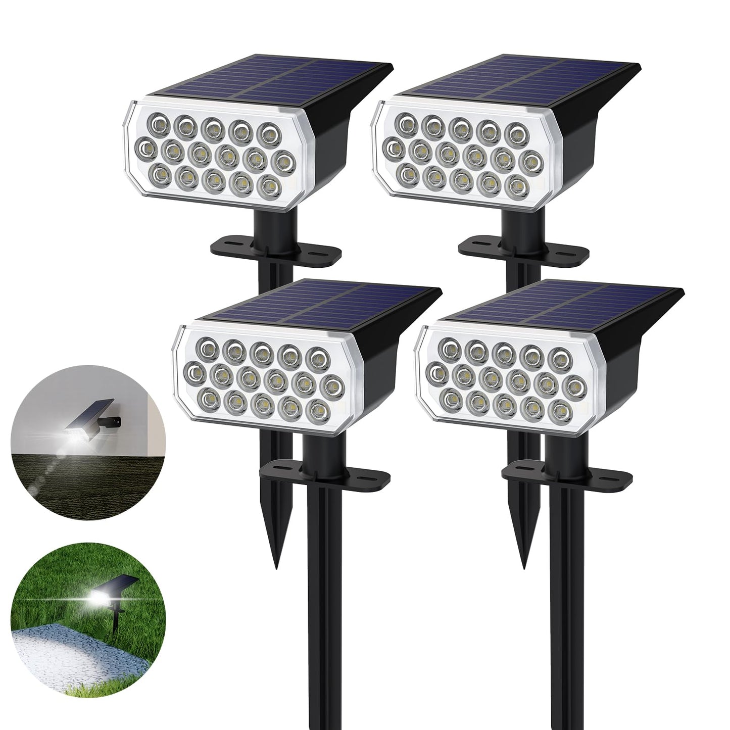 Aidroit Solar Spot Lights Outdoor Waterproof Ip65  3 Lighting Modes Solar Outdoor Lights For Garden Yard Outside Landscape  4 Pack
