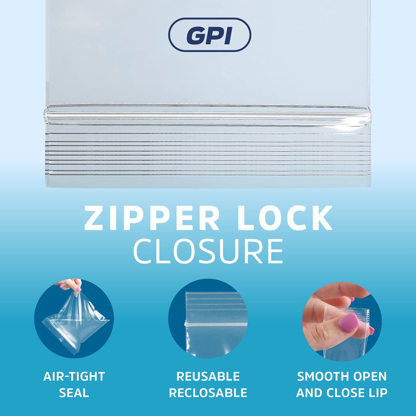 Clear Plastic Reusable Zip Bags - Bulk GPI Case of 1000, 3" x 4" 2 mil Thick Strong & Durable Poly Baggies With Resealable Zip Top Lock For Travel, Storage, Packaging & Shipping.