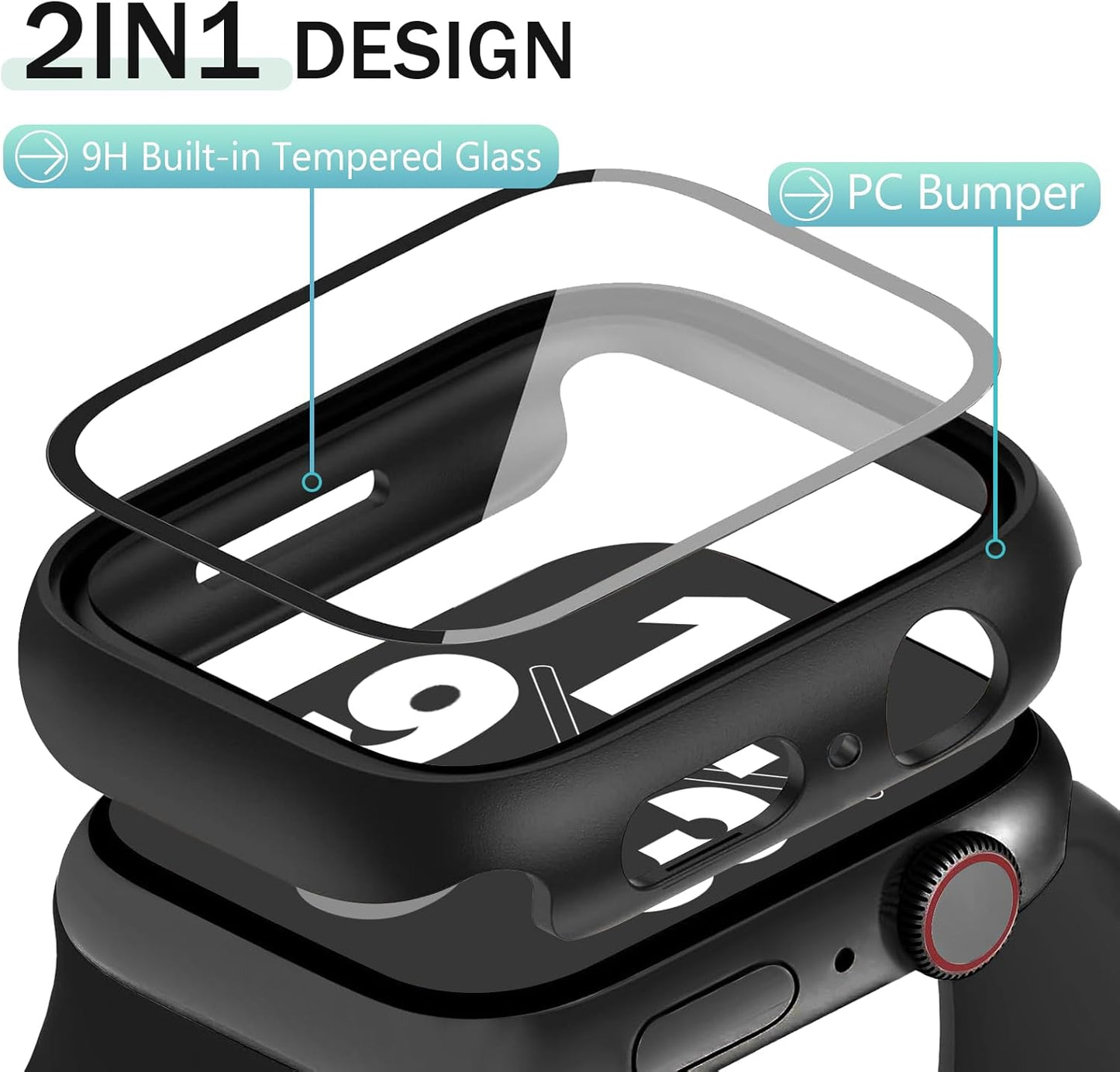 JR.DM 38mm 2 Pack Hard PC Case with HD Tempered Glass Screen Protector for Apple Watch Series 3/2/1, Slim Guard Bumper Full Coverage Protective Anti-Scratch Face Cover for iWatch, Black+Clear