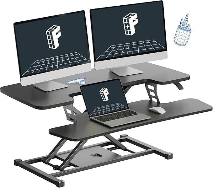 FLEXISPOT 36-inch Standing Desk Converter Height Adjustable Sit to Stand Up Workstation, Dual Monitor and Laptop Riser wit...