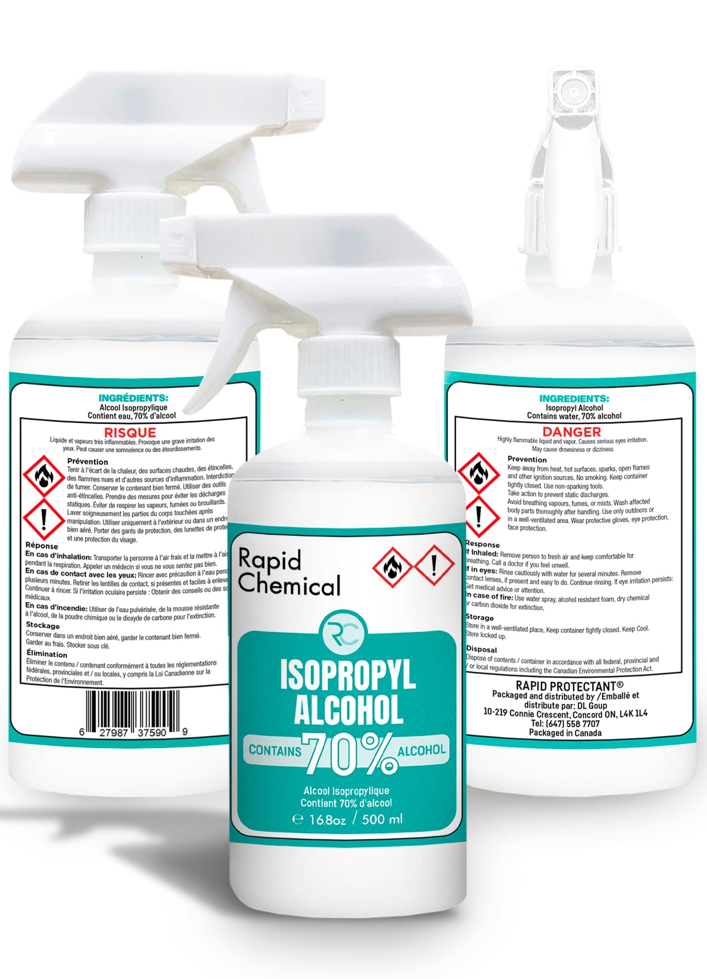 RAPID PROTECTANT 70% Isopropyl Alcohol Spray - USP Grade - 17 Fl Oz - Rubbing Alcohol Spray Bottle 70%