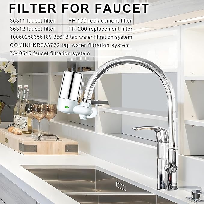 Faucet Water Filter Replacement for Brita®Faucet Filter，Brita® FR-200, FF-100 Replacement Filter-3 piece,silvery。