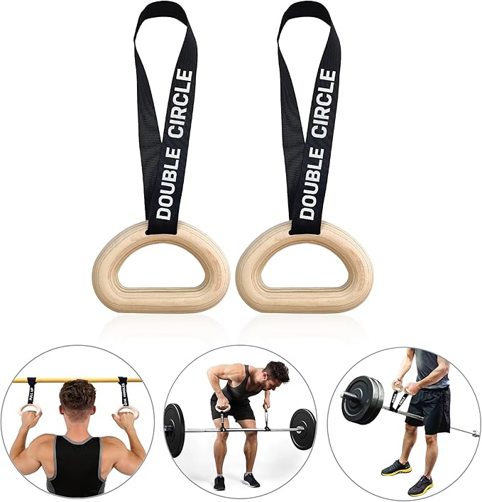 Double Circle Pull Up Handles - Pull Up Grips, LAT Pull Down Gym Handles Design - Quick Attachment to Bars and Barbell Gri...