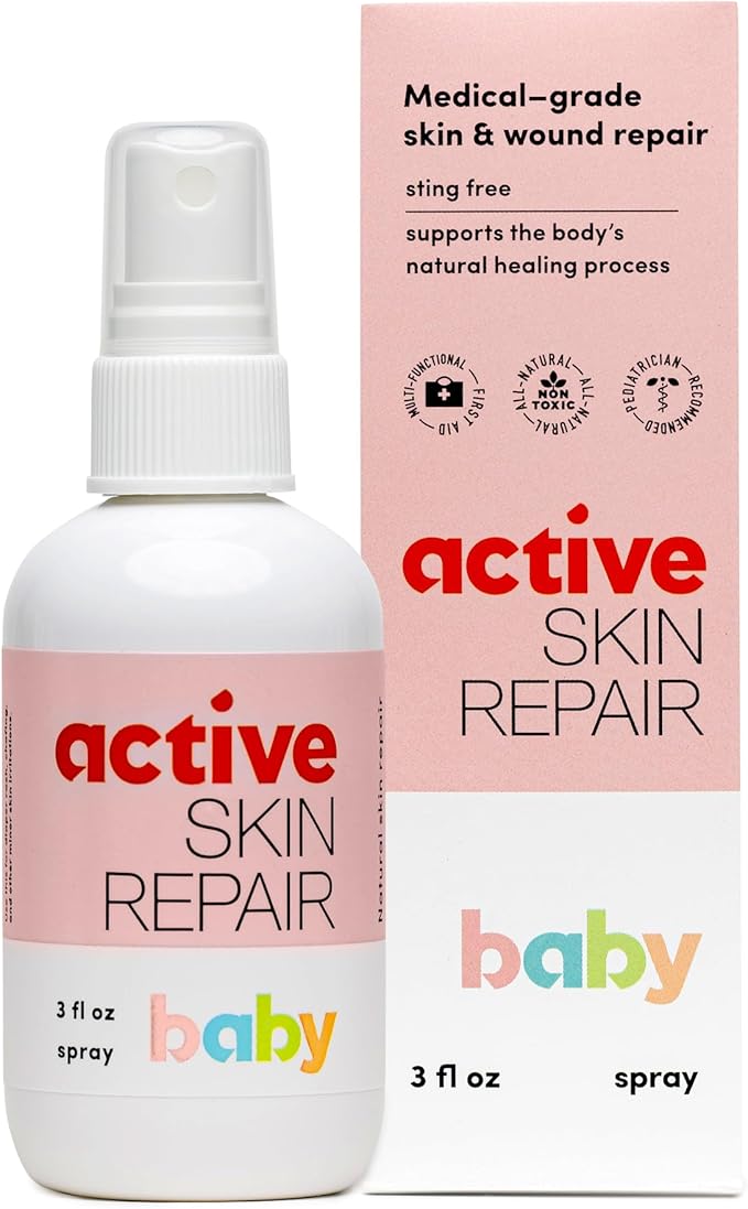 Active Skin Repair Natural, Non-Toxic, No Sting Baby Spray First Aid Safe For Use on Diaper Rash, Baby Acne, Eczema, Cuts,...