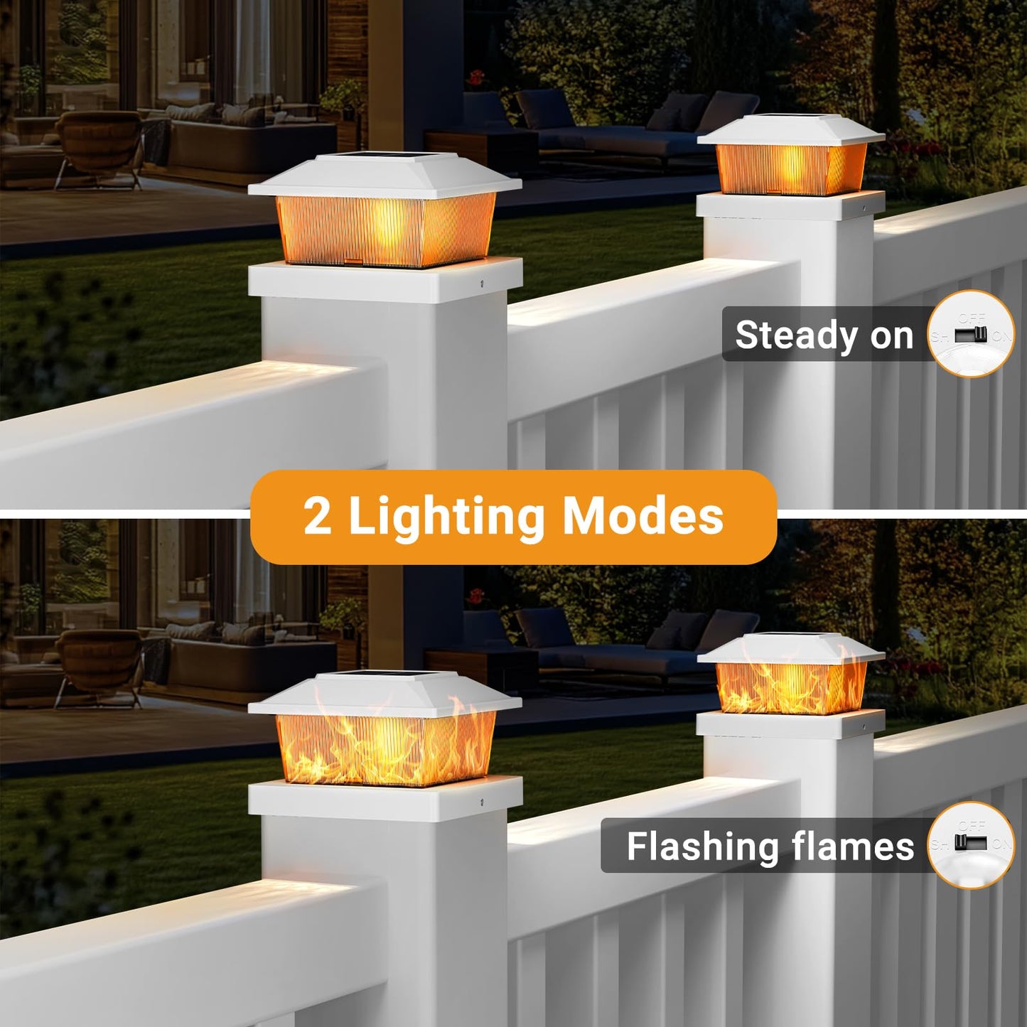 Btfarm 4X4 Solar Flame Post Cap Lights Outdoor  4 Pack Flickering Flame Deck Fence Post Lights  Waterproof Solar Powered Lighting Outside Fit 4X4 3.5X3.5 Wooden/Vinyl For Porch Patio Garden
