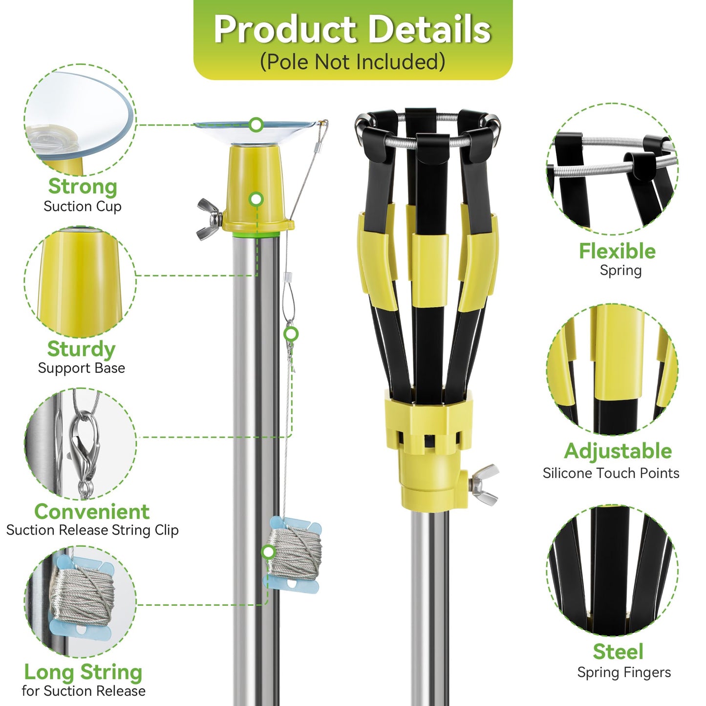 Dreyoo 2 Piece Set Light Bulb Changer  Standard Incandescent Bulb Changer And Suction Cup Light Bulb Changer Compatible With Docapole And Other Standard Threaded Extension Pole (Pole Not Included)