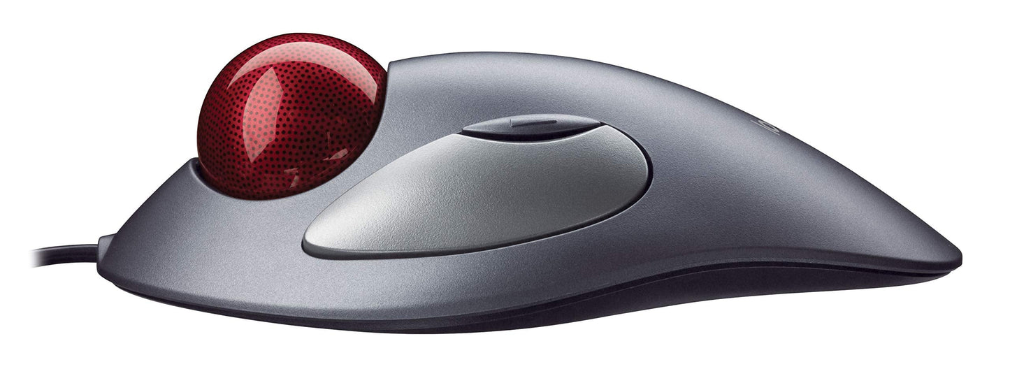 Logitech Trackman Marble Trackball Mouse - Wired USB, 4 Programmable Buttons, Dark Gray, Ergonomic Design, 3 3/8"x6 1/2"x1 3