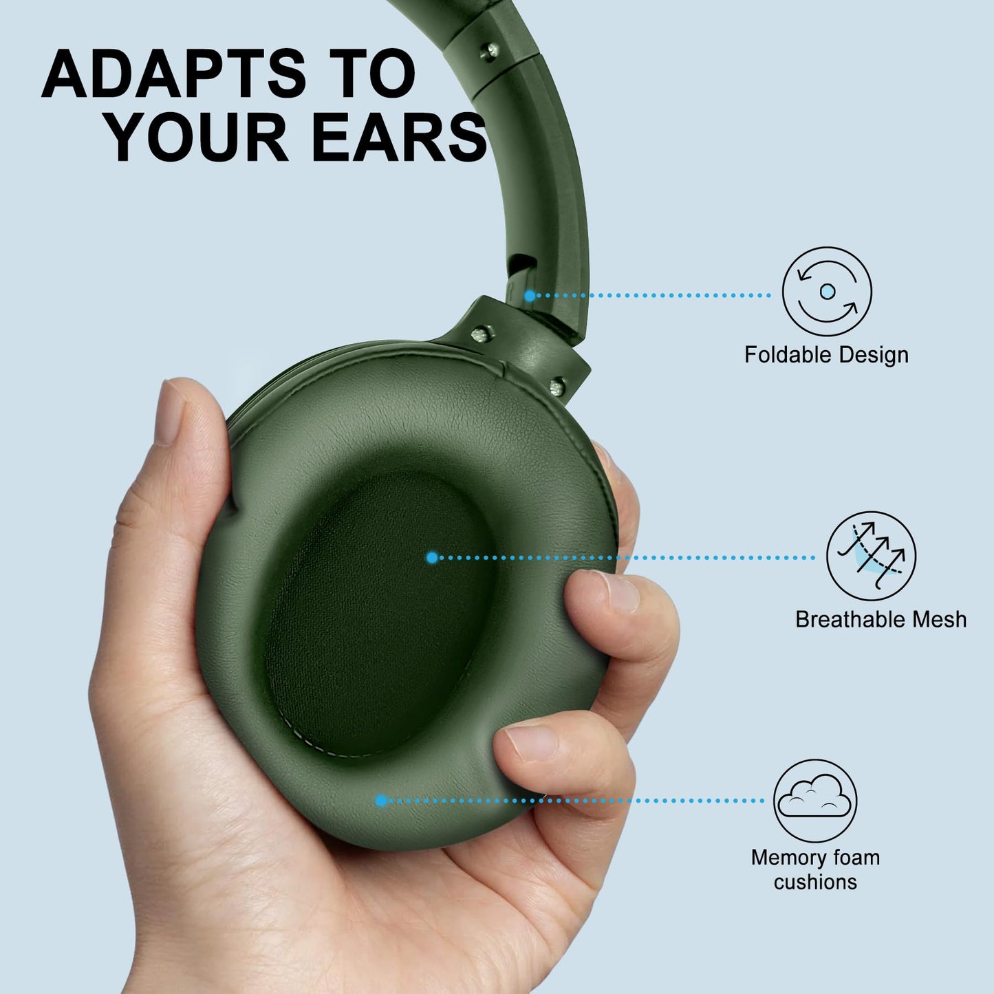 Fisher Pro Active Noise Cancelling Headphones, Over Ear Wireless Bluetooth 5.3, Microphone, Lightweight Comfortable Headset for Home Travel, 16H Playtime, Rechargeable, Hi-Res Sound Audio, Deep Bass
