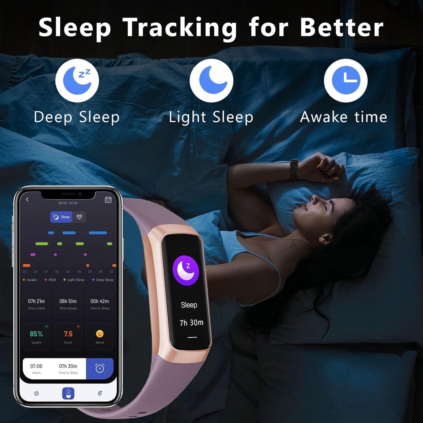 Fitness Tracker with 24/7 Blood Oxygen Heart Rate and Sleep Monitor,IP68 Waterproof,1.10''AMOLED Touch Color Screen,Step Counter Health Activity Trackers for Women Men (Bordeaux)