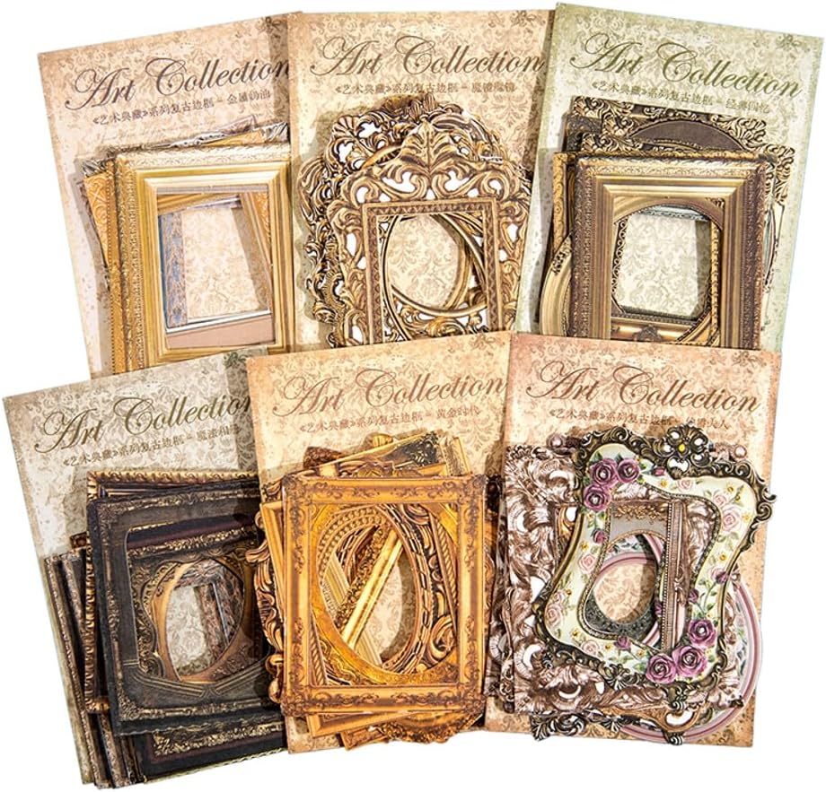 30Pcs Vintage Scrapbook Paper Photo Frame for Scrapbooking Junk Journal Collage Diary Embellishment DIY Photo Album DIY Craft Decoration, 10 Patterns (YSDC2)