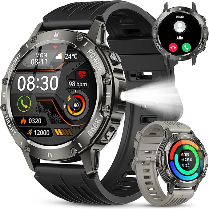 zhizhi Smart Watch for Men Fitness Tracker: Smart Watches for Android Phones iPhone Bluetooth Waterproof Make Answer Call ...