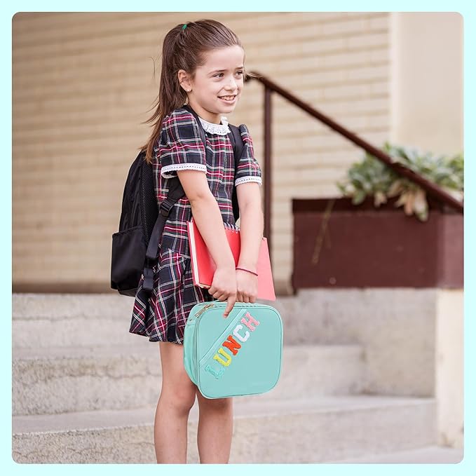 Lunch Bag Kids,Insulated Lunch Bag With Adjustable Shoulder Strap,Reusable Lunch Bag for Kids, Girls,Boys, lunch Bag Women,Preppy Lunch Box for School,Travel, Picnic (blue)